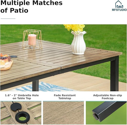 MFSTUDIO Outdoor Dining Set for 6, Metal Patio Table and Chairs Set, 7 Piece Outdoor Patio Furniture Dining Set with Umbrella Hole