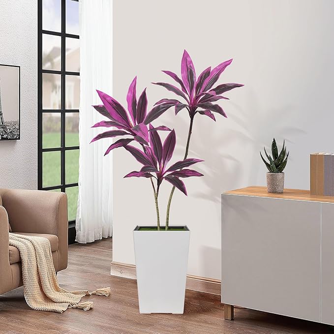 3FT Artificial Tree, Faux House Plants Evergreen Dracaena Marginata Fake Yucca Palm Trees in Pot Realistic Dragon Tree for Living Room Home Office Decor Indoor Outdoor(3Ft-1Pack)