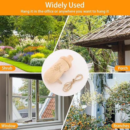 Hummingbird House - Natural Wooden Hummingbird Houses for Outside Hanging, Gardening Gifts for Women, Bird Lovers 3 Packs