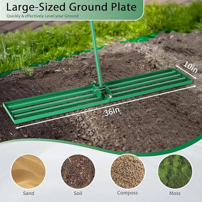 Outvita Lawn Leveling Rake 36"x10", Level Lawn Tool with Adjustable Handle, Yard Leveling Rake, Landscape Rakes for Garden, Backyard, Golf Course, Farm, Pasture