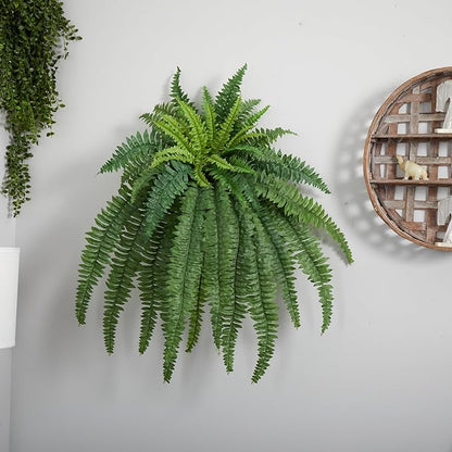 Nearly Natural 40" Artificial Boston Fern, with 50 Long Hanging 35" Fronds, Large Hanging Fake Plant Faux Fern Vines That Look Real for Home and Office Decor
