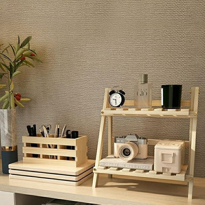 2 Tiers Plant Stand Bamboo, Tabletop Bamboo Succulent Plant Stand for Window Sill Plant Shelf, Rack Flower, Pot Holder, Desk Tiered Succulent Pot Holder(Green)