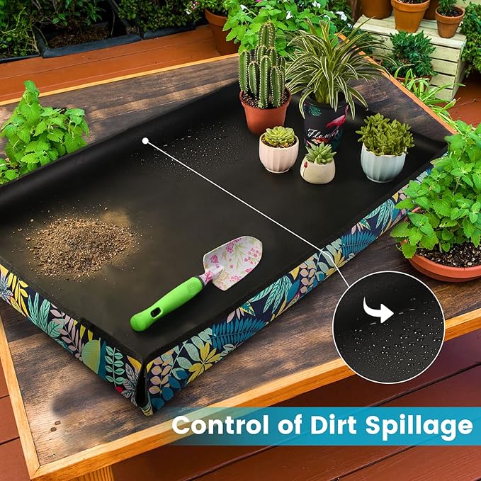 Extra Large Repotting Mat for Indoor Plant Transplanting and Mess Control 43.5"x 29.5" Thick Waterproof Potting Mat Succulent Gardening Mat Portable Foldable Potting Tray Unique Gifts for Plant Lovers