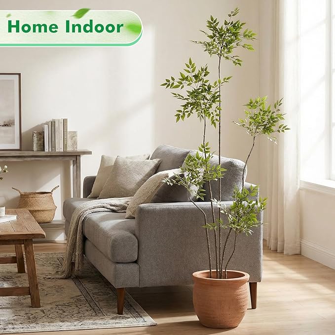 Giegxin 7ft Faux Bamboo Tree Indoor Artificial Nandina Tree Realistic Large Fake Plants Potted Planter Tall Foliage Floor Plant for Home Office Corner Room Decor Greenery Housewarming Gift