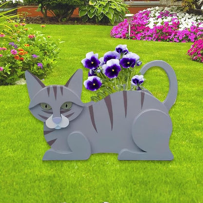 Blue Cat Planter Plant Pots,Cute Cat Flower Planter,Gifts for Pet Lovers,Unique Animal Plant Pots,Office,Indoor Outdoor Garden Decor