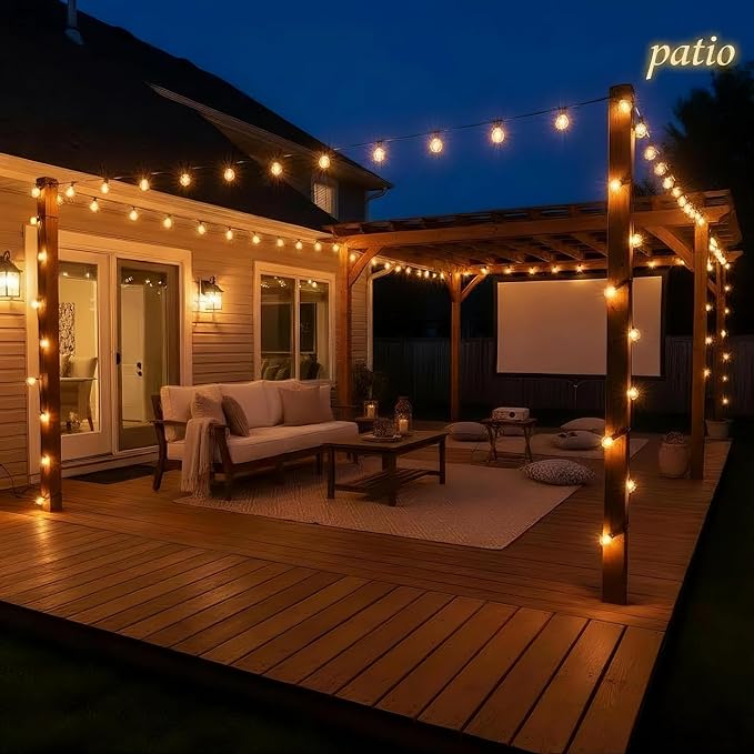 RTTY 100FT All-Purpose Outdoor String Lights with 50 G40 Bulbs - Versatile for Patio & Deck Lighting, Backyard Gatherings, Poolside Evenings, and Intimate Wedding Decor