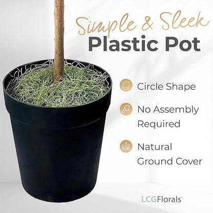 5ft Artificial Fiddle Leaf Fig Tree - Real Wood Trunk, Preassembled, No Maintenance Indoor Faux Plant in Black Pot - Living Room, Home & Office Decor