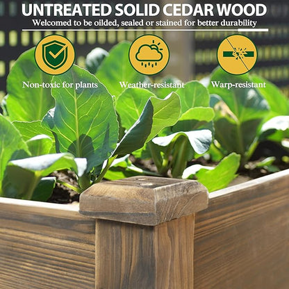48x24x33in Raised Garden Bed Featuring Legs, Outdoor Elevated Wood Planted Box Equipped with Wheels & Shelf for Vegetable Flower, Backyard and Patio, Rustic