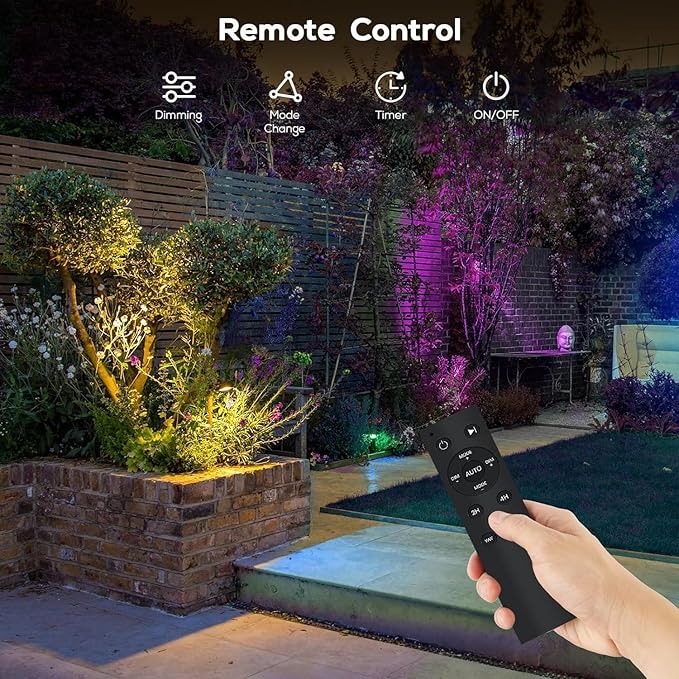 ZYAN Smart RGB Color Changing Outdoor Landscape Spot Lights, APP Control and Remote Control, Alexa Compatible, Music Sync, Timer, IP65 Waterproof for Garden Yard Pathway, 16 Pack (2x8 Pack)