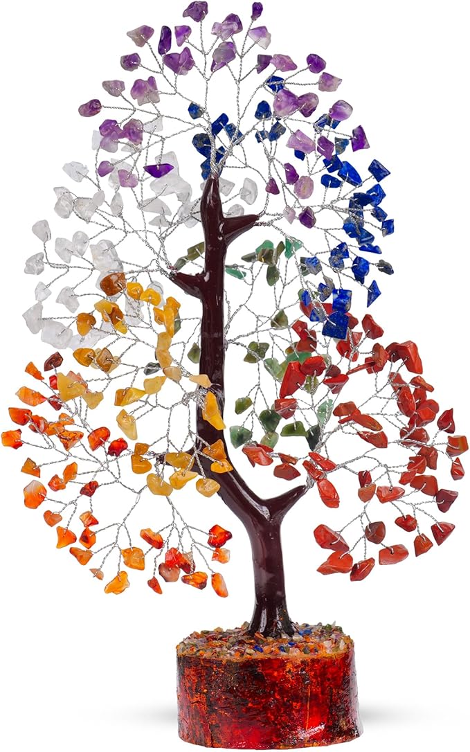 7 Chakra Tree, Crystals and Healing Stones, Chakra Tree of Life Crystal Tree for Positive Energy, Birthday Gifts for Women, Home Office Decor, House Warming Gifts New Home, Spiritual Gifts