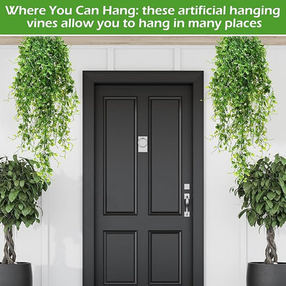 Hoteam 12 Pcs Artificial Hanging Plants 32 Inch Fake Ivy Vines with Fake Leaves Patio Artificial Plants Greenery for Living Room Indoor Outdoor Wall, No Basket (Ivy)