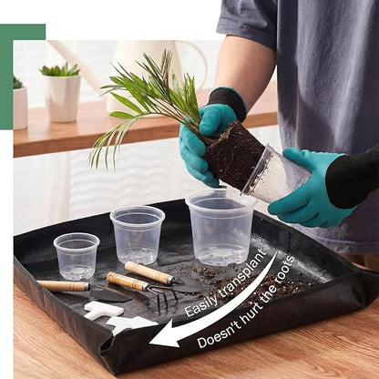 83 Pcs Garden Supplies Tools Kit, 3/4/5 Inch Clear Plastic Plant Pots with Transplanting Mat, Trowel Cultivator Rake Set, Label & Glove, Succulent Tools Gift for Plant Lovers Accessory