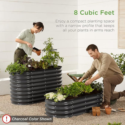 Best Choice Products 4x2x1ft Outdoor Metal Raised Garden Bed, Oval Deep Root Planter Box for Vegetables, Flowers, Herbs, and Succulents w/ 51 Gallon Capacity, Rubber Edge Guard - Terracotta