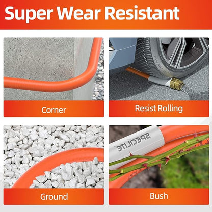 SPECILITE Garden Hose 50 ft x 5/8 in Heavy Duty, Flexible and Lightweight Water Hose, Burst 600 psi, Kink-less Hybrid Rubber Hose for Backyard, 3/4'' Brass Fittings
