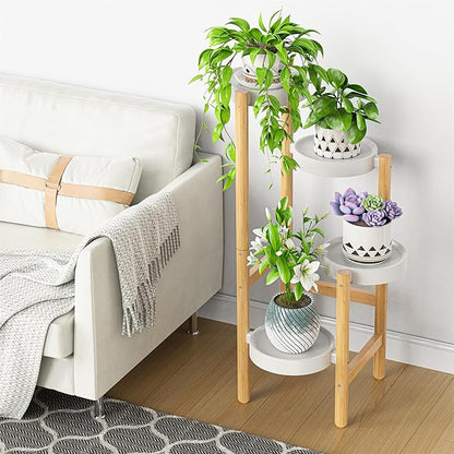 Bamboo Plant Stands for Indoor Plants, Tall Plant Stands for Corner Plant Shelf Multiple Flower Holder for Indoor Outdoor Garden Patio Balcony Living Room (4-tier)