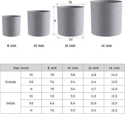 FaithLand Plant Pot 12 inch - Perfectly Fits Mid-Century Modern Plant Stand - Drainage Plug - Gray Planter Pot