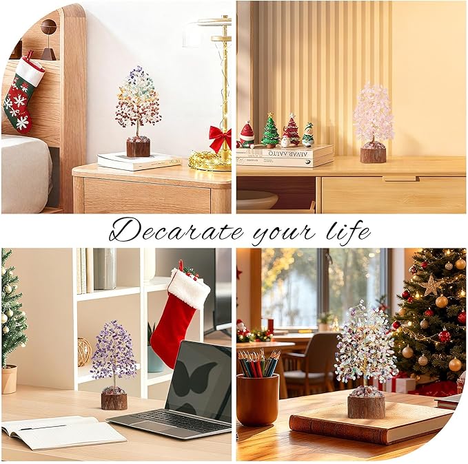 DUQGUHO Fluorite Crystal Tree Positive Energy Tree of Life Spiritual Gifts for Women House Warming Gifts New Home Wedding Gifts Crystal Ornament Home Decor