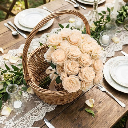 36 Bundles Artificial Flowers Peonies Roses Fake Bouquet for Wedding Bridal Shower Valentine's Day Decorations Fake Floral Arrangements Table Centerpieces Home Decor(Champagne)