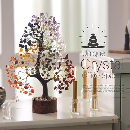 Chakra Tree of Life - Healing Crystal Tree for Positive Energy, Birthday Gifts for Women Mom Sister, Feng Shui Decor, Chakra Stones, Crystals Healing Stones, 7 Chakra Pendant & Bracelet