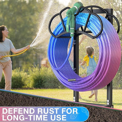 New Garden Hose Holder, Super Stable Water Hose Holders Stand Holds 160-Feet Hose, Detachable Freestanding Hose Storage Hanger Rack for Outside Yard Lawn Farm, Black