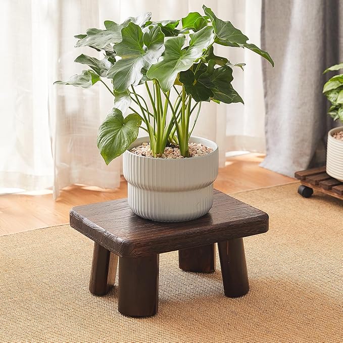 Wooden Foot Stool,Kids Stool,Small Bench,Wooden Steps,Kitchen Step Stool,Wood Plant Stand (14.2"x10.2"x7.1")