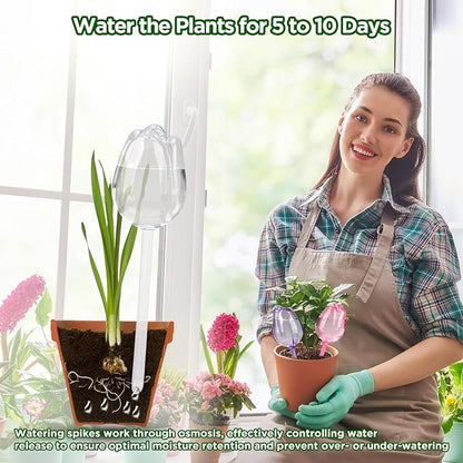 4 Pcs Self Watering Globes Bulbs for Indoor Outdoor Plants,Tulip Self Plant Watering Globes Bulbs,Automatic Plant Watering Devices, Plastic Watering Bulbs for Indoor & Outdoor Plants