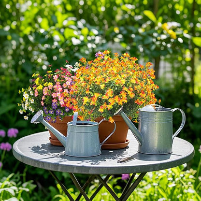 12 Bundles Artificial Fall Flowers for Outdoors, Artificial Plants UV Resistant Fall Fake Mums Plants for Outside Halloween Christmas Porch Decoration ecorations (Orange)
