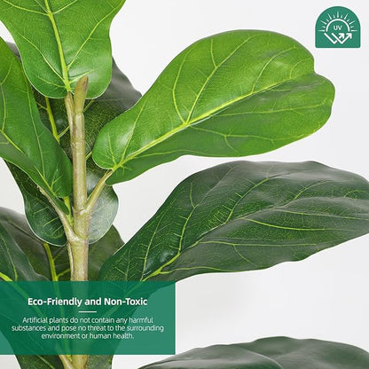 3ft Artificial Fiddle Leaf Fig Tree Plant, Fake Ficus Lyrata in Pot,Ficus Faux Plant Artificial Trees for Office Indoor Outdoor Garden Living Room Home Decor 1PCS-36in
