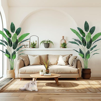Artificial Bird of Paradise Tree 7 ft(84 in) Fake Palm Tree for Indoor Outdoor Modern Decor Faux Plants for Home Office Perfect Housewarming Gift with 20 Trunks Faux Leaves 2 Pack