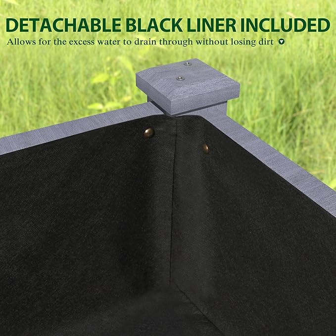 MUPATER 4x2FT Raised Garden Bed, Raised Planter Box with Four Legs, Elevated Garden Bed with Drainage Holes for Herbs, Flowers and Vegetables for Garden, Greenhouse and Farm, Gray