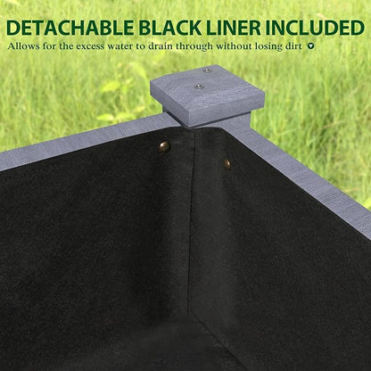 MUPATER 4x2FT Raised Garden Bed, Raised Planter Box with Four Legs, Elevated Garden Bed with Drainage Holes for Herbs, Flowers and Vegetables for Garden, Greenhouse and Farm, Gray