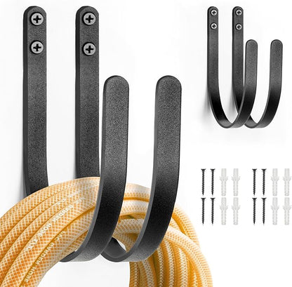 Hose Holders Wall Mount - Heavy-Duty Metal Garden Hose Hanger for Outside - Rust-Proof Hanging Hose Rack Hook Mount for Water Hose (4PCS)