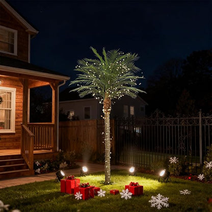 Artificial Phoenix Palm Tree 8ft Tall – Fake Large Tropical Tree with 18 Adjustable Leaves, Outdoor Indoor Faux Sago Palm Plant for Living Room Patio Poolside Yard Decor (1, 8ft)