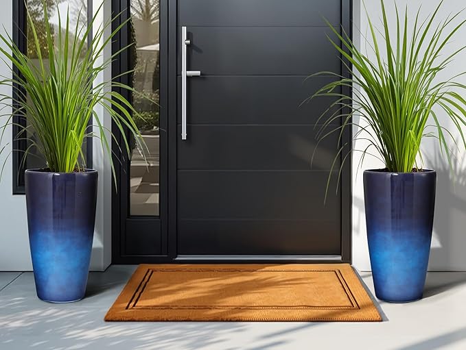 22.8" H Deep Water Blue Planters for Outdoor Plants, Set of 2 Large Flower Pot with Drainage Hole, Weather-Resistant for Porch,Garden,Patio or Indoor Use. Ideal for Christmas Decoration