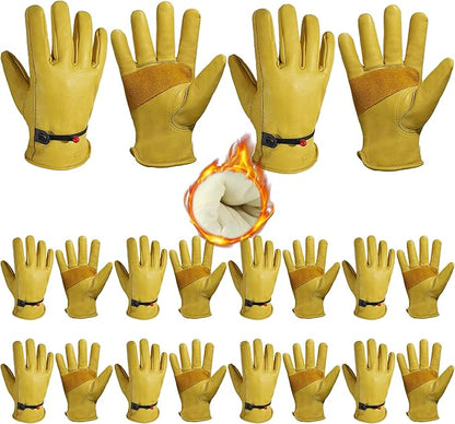 HLDD HANDLANDY Winter Work Gloves, Insulated Leather Work Glove with Abrasion Protection & Thinsulate Lining for Cold Weather