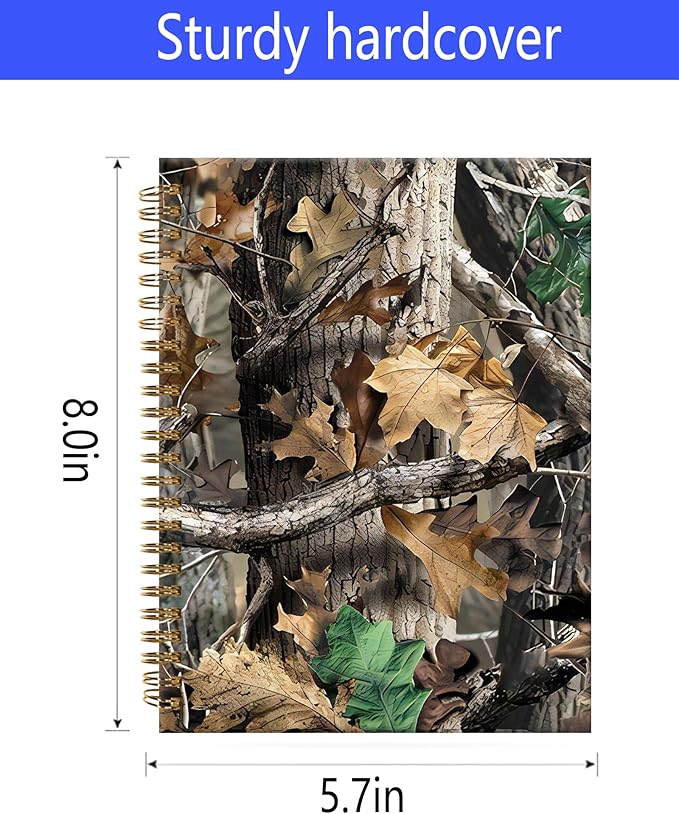Spiral Journal Notebook,A5 Hardcover Lined Journals for Women Girl 6 x 8.3 in,120 Pages Thick Paper,Cute College Ruled Writing Notebook for Gifts Office Work School(Hunting Camo)