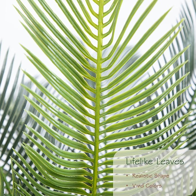 Bellacat 4ft UV Resistant Faux Sago Palm Tree with Natural & Lifelike Bark, 48in Super Full Artificial Cycad Tree with Realistic Leaves, for Home Office Patio Porch Front Door Decor.