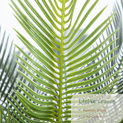 Bellacat 3ft UV Resistant Faux Sago Palm Tree with Natural & Lifelike Bark, 35in Super Full Artificial Cycad Tree with Realistic Leaves, for Home Office Patio Porch Front Door Decor.