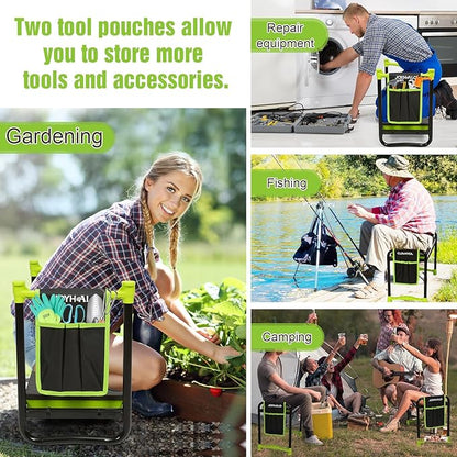 joyhalo 10.8 inch Wider Foldable Garden Kneeler and Seat Heavy Duty, Gardening Stool with Extra-Thick Kneeling Pad, Garden Bench for Kneeling and Sitting, Gardening Gifts for Women