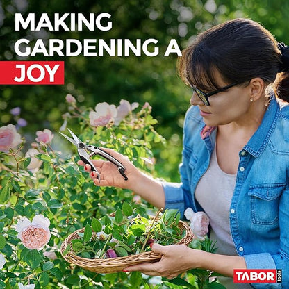 TABOR TOOLS K18A Straight Pruning Shears, Florist Scissors, Multi-Tasking Garden Snips for Arranging Flowers, Trimming Plants and Harvesting Herbs, Fruits or Vegetables (Japanese Style Blades)