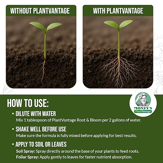 PlantVantage Root & Bloom Fertilizer - Concentrated Liquid Fertilizer for Strong Roots and Big Blooms - Bloom Plant Food for Trees, Shrubs, Flowers and Vegetables - Ideal Soil and Foliar Spray - 8 oz