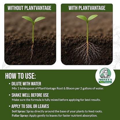 PlantVantage Root & Bloom Fertilizer - Concentrated Liquid Fertilizer for Strong Roots and Big Blooms - Bloom Plant Food for Trees, Shrubs, Flowers and Vegetables - Ideal Soil and Foliar Spray - 1 Gal