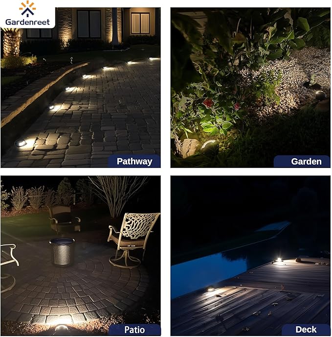Gardenreet LED Well Lights Brass - In-Ground All Weather Replaceable Bulb Low Voltage Lighting, 12V Wired Light, Antique Bronze for Outdoor Pathway Lawn with 2700K Warm White MR16 Bulb