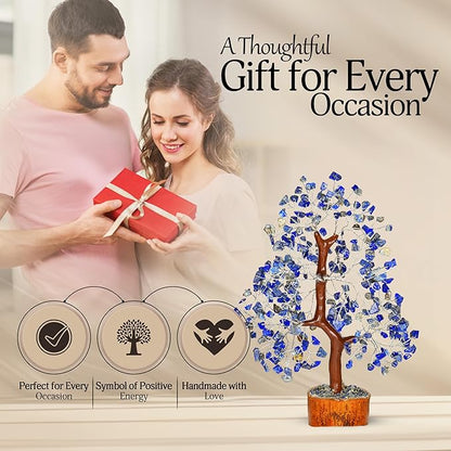 YATSKIA Lapis Lazuli Crystal - Crystal Tree - Feng Shui Decor - Tree of Life - Meditation Accessories - Desk Decorations, Spirtual Things, Good Luck Gifts
