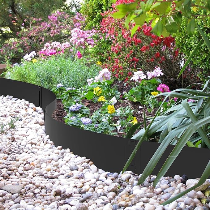 Metal Landscape Edging 6-Pack, Galvanized Steel Garden Edging - 40" L x 6" H Strips - Metal Edging Border w/ 6 Clips - Edge for Lawn Yard, Black