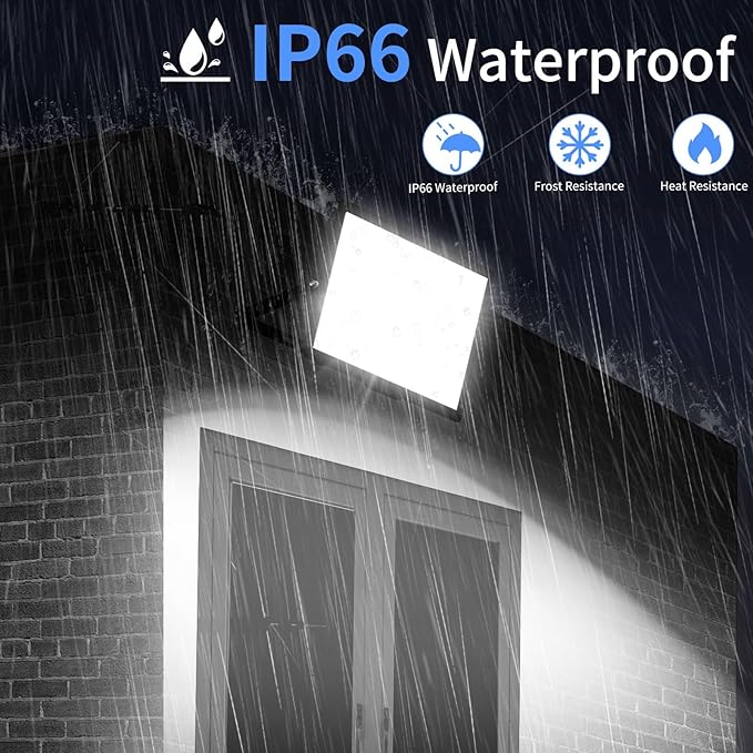 120W LED Flood Light Outdoor with Plug, 14400Lm Super Brighter Security Lights with 5ft Wire, IP66 Waterproof LED Work Light, 5000K Daylight White Exterior Floodlights for Yard Garage Stadium(2 Pack)