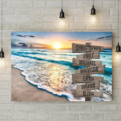 Personalized Family Street Sign Multi-Name Canvas, Custom Date Of Birth With Names Poster, Street Signs Customized, Best Gifts For Mom/Dad, Birthday, Christmas Gift For Family #23