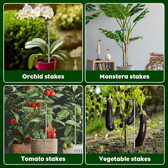 Extendable Monstera Plant Support Stakes, Made of Aluminum Alloy, Tomato Stakes Length Adjust from 17.3" to 32.2", Suitable for Indoor Outdoor Potted Amaryllis Vegetables-7Pack (32.2inches-5Pack)