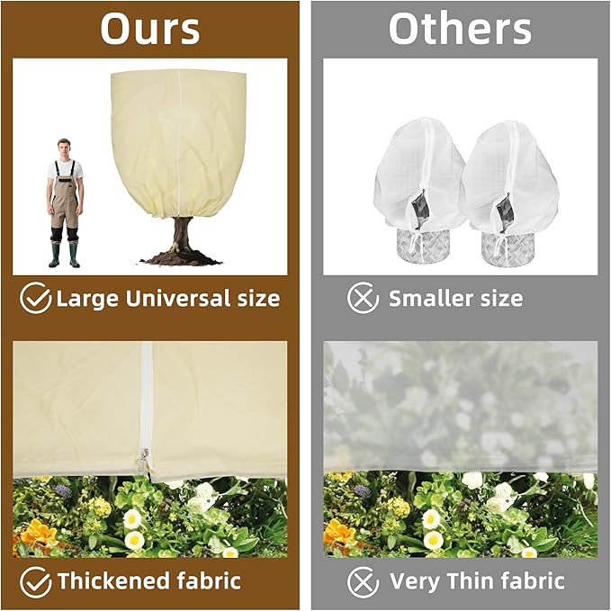Huge Plant Covers Freeze Protection 95x80 inches 2 Pack,Frost Cloth for Outdoor Plants, 2.5 oz/yd² Thickened Winter Tree Covers with Zipper Drawstring,Frost Blanket from Wind,Pest and Animal.