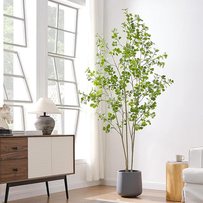 8ft Artificial Ficus Tree with Heart-Shaped Leaves - Lush & Full Branches, 95" Tall Luxurious Faux Heart-Leaf Ficus Tree, Perfect for Modern Home & Office Decor, Natural Look